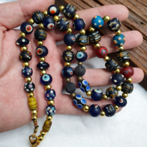 Vintage Venetian, Roman Style and Turkish Evil eye Beads Necklace - $77.60