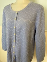 Talbots Light Blue 3/4 Sleeve Cardigan Sweater Round Neck Size L - £9.83 GBP