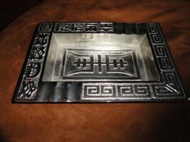 Oriental Ashtray Nickel Chrome Plated Ashtray 9" L x 6" W 1 1/8" H image 2