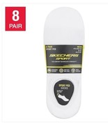 Skechers Mens Socks White Gray 8-Pair Sport Cushioned Arch Support Non-Slip - $32.99