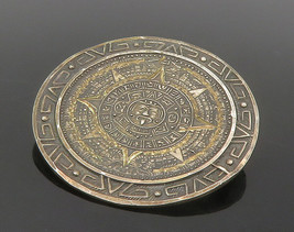 MEXICO 925 Sterling Silver - Vintage Mayan Aztec Sun Calendar Brooch Pin- BP5849 - £37.01 GBP