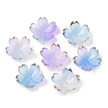 50 Flower Bead Caps Translucent Acrylic Blue Ombre Floral Jewelry Suppli... - $3.31