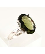 *Elegant 14kt White Gold Moldavite Ring Size 9 - $9,205.10 MXN