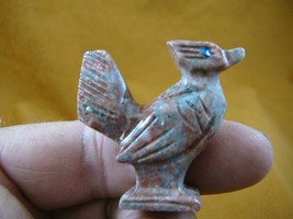 Y-BIR-RO-13) red gray ROADRUNNER bird gemstone SOAPSTONE carving Peru be... - $8.59
