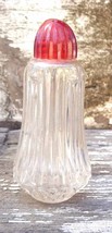 Large Vintage Anchor Hocking Pressed Glass Shaker with Red Shaker Screw-on Top - $8.99