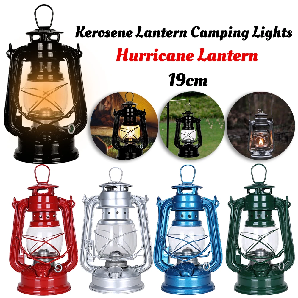 New Vintage Oil Burning Lantern Metal Kerosene Lantern Hurricane Table Lamps - £12.84 GBP+