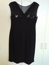 Evan -PICONE Ladies Lovely Black Evening DRESS-8-SHEER UPPER/SEQUINS-WORN Once - £10.50 GBP