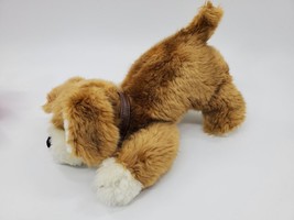 Vtg Calplush Puppy Dog Brown Cream Laying 11&quot; Plush Stuffed Animal Toy B221 - £7.97 GBP