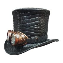 Steampunk MadHatter Leather Top Hat  - $325.00