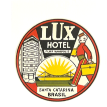 Luggage Label Repro Sticker Exotic Travel LUX Hotel Santa Catarina Brasil - $9.79