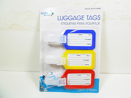 Luggage Tags with Name ID Card Suitcase Golf Gym Bag Blue Yellow Red Tag Cards - £5.34 GBP