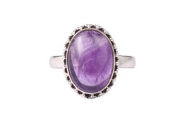 925 Solid Sterling Silver Natural Amethyst Ring Women Wedding Jewelry For Gift - £24.28 GBP