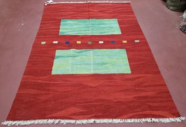 Red Turkish Kilim Rug 5x7 - 6x8 Red Green Kilim Carpet Flatweave New Handmade - £407.11 GBP