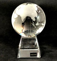 Rare HOYA Cloudy Smoked Glass Spherical World Geography Globe on Square Stand - £74.98 GBP