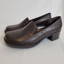 GH Bass &amp; Co Brown Leather Block Heel Loafers 10W Classic Retro preppy Y... - $27.86 CAD