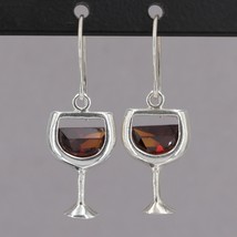 Vintage Shube&#39;s for Silpada Sterling Glass of Red Wine Dangle Earrings W... - $29.99