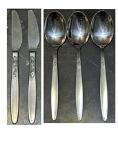 Vintage Amefa Holland Tulip Time Stainless Steel Tablespoon Spoons Knive... - $12.99