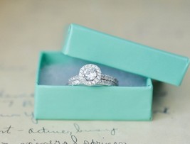 2.00 Ct Round Cut Diamond Engagement Ring Wedding Band Set 14k White Gold Over - £77.99 GBP