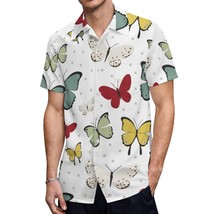 Mondxflaur Butterfly Button Down Shirts for Men Short Sleeve Pocket Casual - £20.77 GBP