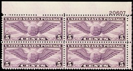 C16, Mint Superb NH 5¢ Plate Block of Four Stamps A GEM! - Stuart Katz - $125.00