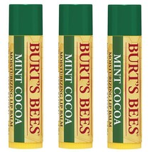 Burt&#39;s Bees Moisturizing Lip Balm Beeswax 100% natural Mint Cocoa Pack of 3 - £15.77 GBP