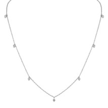 14K White Gold Plated Silver 1/2 CT Brilliant Simulated Diamond Station Necklace - £149.50 GBP