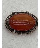 Vintage/Antique Celtic Orange Cabochon Brooch Silver Openwork Filigree C... - £17.64 GBP