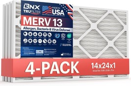 Bnx Trufilter 14X24X1 Air Filter Merv 13 (4-Pack) - Made In Usa, Mpr 190... - $48.99
