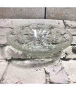 Vintage Candy Dish Crystal Cut Star Of David Pattern Footed Glass Bowl - $14.84