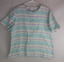 Alfred Dunner Women&#39;s Colorful Striped Button Up Shirt Size 16 - £10.82 GBP