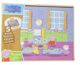 PEPPA PIG 5 Wooden Puzzles with Tray - £18.89 GBP