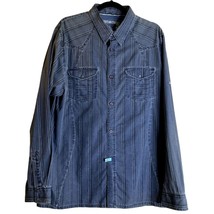 PrAna Mens Blue Cotton Striped Long Sleeve Button Down Collared Shirt Size L Ver - £20.86 GBP