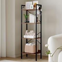 Bookshelf, Book Shelf, Industrial Bookcase With 2 Hooks, Coner Shelf Sto... - £30.09 GBP