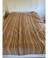 Pottery Barn Linen Blend Orange Brown Green Striped Duvet Cover Queen Si... - £38.96 GBP