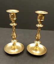 Set of 2 Brass Candlesticks Candle Holders 7.25 inches Hallmark (block).W. - £23.59 GBP