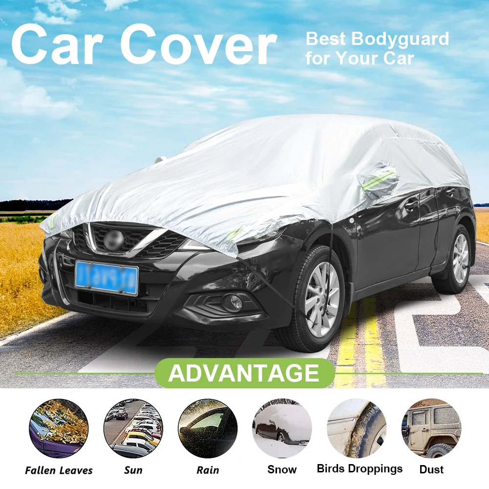 Car Half Top Cover for Hatchback Sedan Thin Lightweight Waterproof Sun Rain Snow - £37.40 GBP+