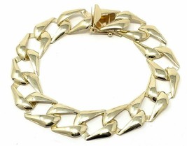 Men&#39;s 7&quot; Cuban Chain Bracelet Link 8&quot; 14K Yellow Gold Over  - £178.28 GBP