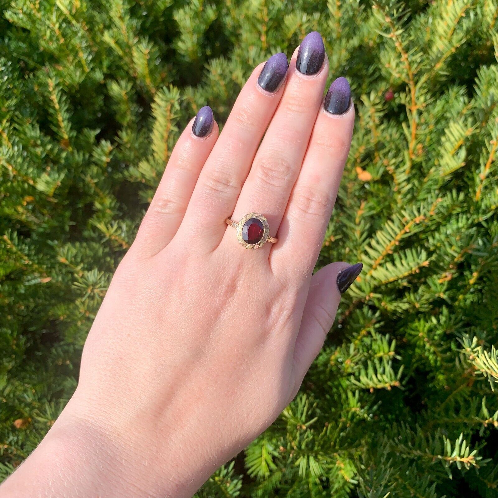 10k Yellow and Rose Gold Red Synthetic Lab-Created Spinel Ring 10.25 (#J7086) Item image 7