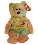 Ty Peace Bear Birth February 1 1996 Rainbow Colors Tie Dyed Beanie Baby - $16.02