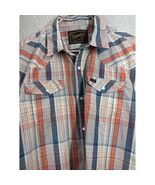 Howler Brothers Mens XL Plaid Western Snap Front Short Sleeve Shirt Oran... - $55.99 CAD
