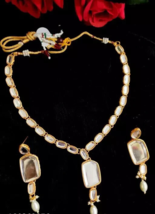 Joharibazar GoldPlated Kundan Ethnic Choker Necklace Earring Ramdan Jewelry Set - £23.64 GBP