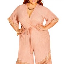NWT City Chic Willow Lace Inset Jumpsuit in Rose Pearl Size 14 - £70.82 GBP