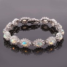 Natural Ethiopian Opal Bracelet 5 Ct Opal Solitaire Bracelet Silver Opal Jewelry - £83.25 GBP