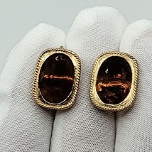 Sarah Coventry Amber Rhinestone Gold Tone Clip On Earrings Vintage - £5.56 GBP