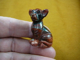 Y-DOG-CH-559) Red CHIHUAHUA Mexican gemstone dog figurine gem carving ch... - $14.01