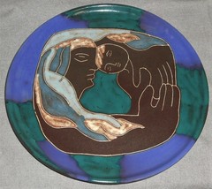 Mexican Studio Pottery Artist Signed - Mara Charger Plate Mother And Child - £31.84 GBP