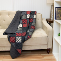 New Donna Sharp Lumberjack Country Cozy Pieced Cotton Quilted Throw Patchwork - £92.76 GBP