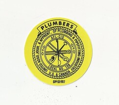 UA CHICAGO PLUMBERS UNITED ASSOCIATIOIN retro Yellow Sticker 2.5" - $4.00