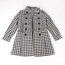 George Houndstooth Winter Jacket Button Up Trench Pea Coat Med 7-8 Black White - £34.61 GBP