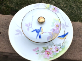 Nippon Blue Bird Pattern Cheese and Cracker Plate Hand Painted 1891-1921 - $44.88